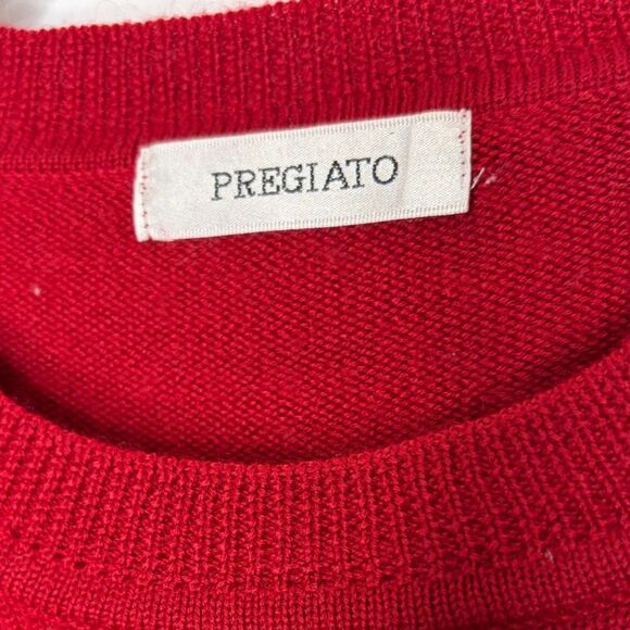 Pregiato Soft Red Knit Sweater Embroidered Rural Farm Scene Cottage Granny S/M - Picture 9 of 10